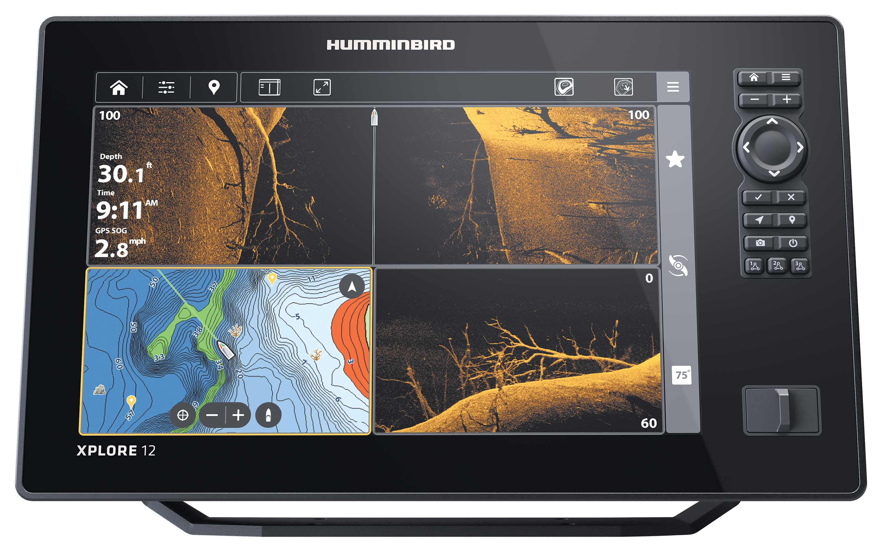 Humminbird XPLORE 12 CHIRP MEGA SI Fish Finder/Chartplotter - Control ...